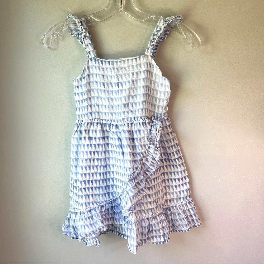Janie & Jack x Rachel Zoe Blue and White Ruffled Front Sundress